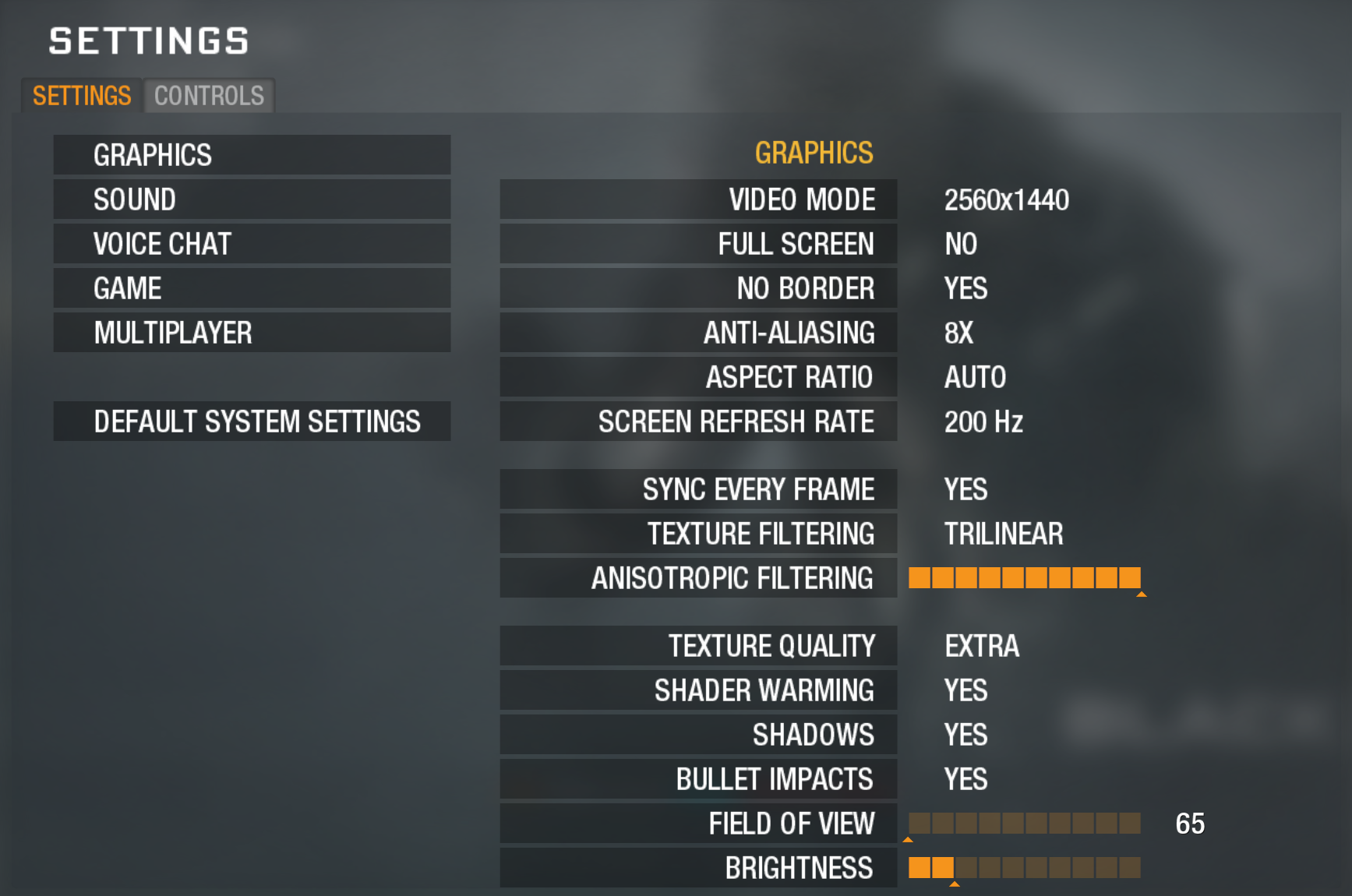 Recommended in-game Graphics settings